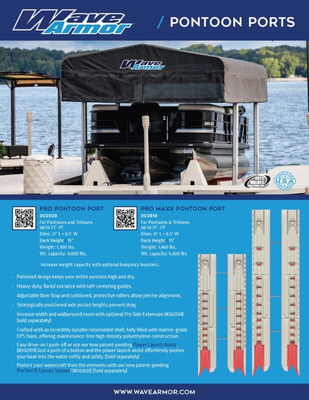 wave armor pro and pro maxx pontoon ports