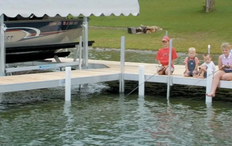 Hewitt aluminum dock installed by Beachside in Alberta