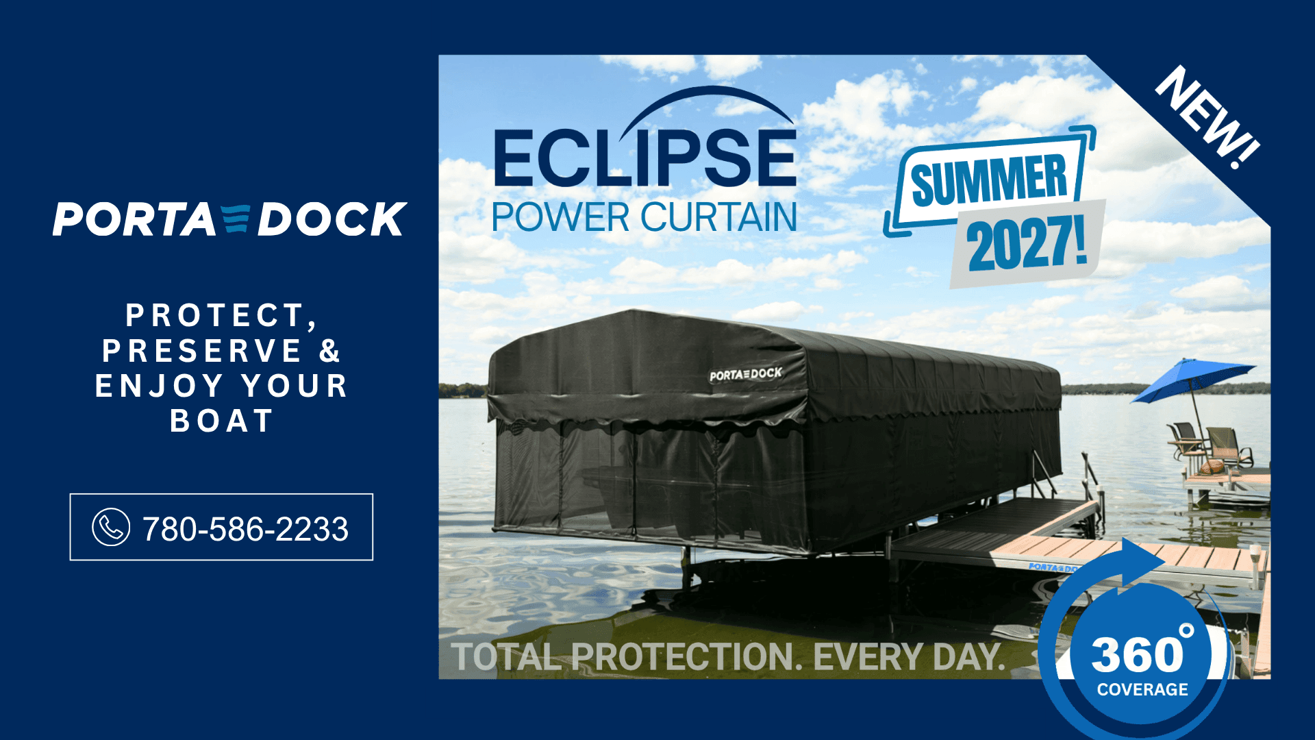 porta-dock eclipse power curtain for boat lift